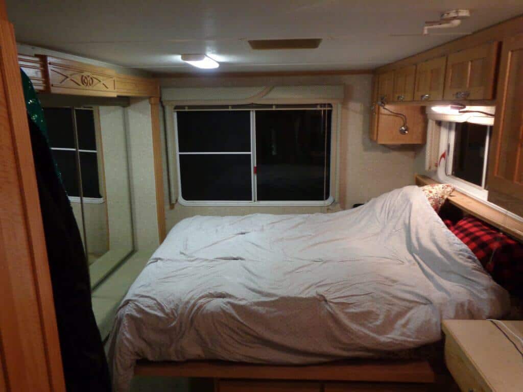 bedroom view of the RV
