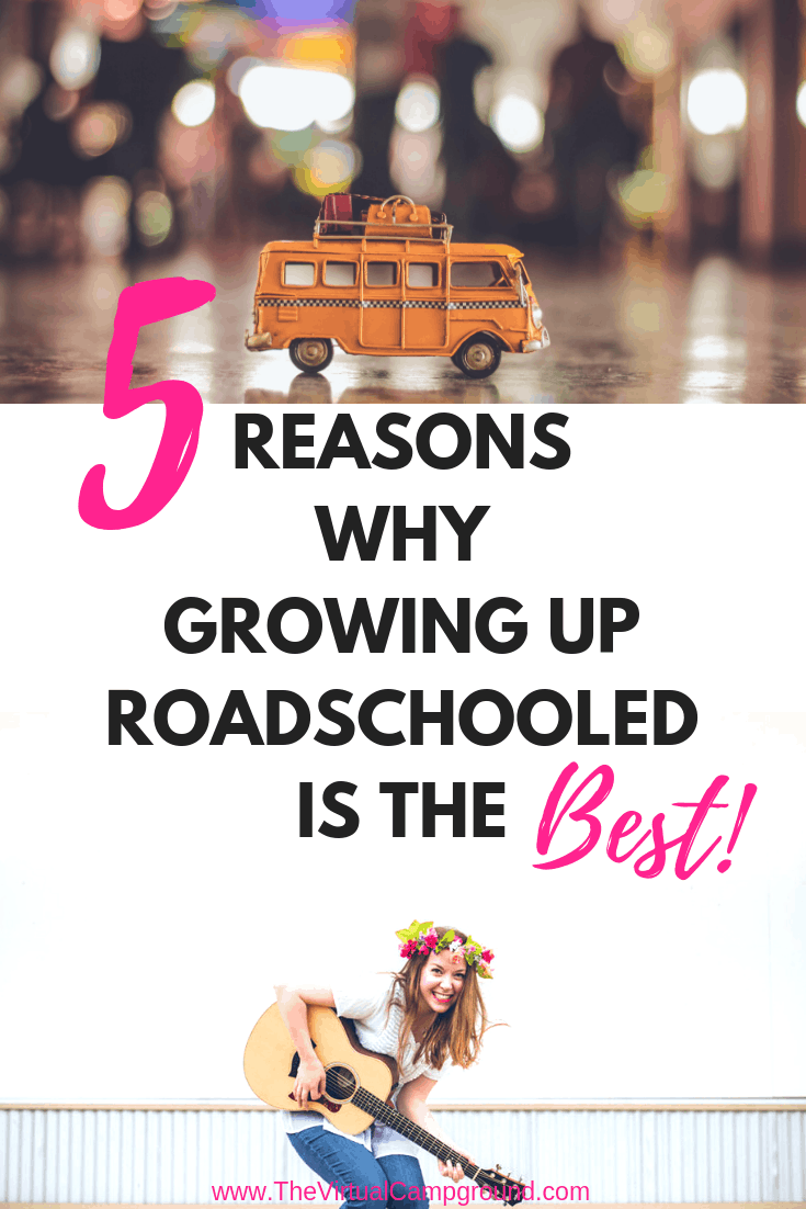 This former roadschooling student shares the curriculum she used while homeschooling on the road as well as tips and fun learning she encountered along the way! This post is for full-time RV living families with kids and those open to non-traditional education. Click to be inspired and motivated to educate your children at home or on the road! #roadschooling #RVlife #homeschoolkid #homeschool | www.TheVirtualCampground.com